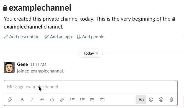 A user adding @ice to their private slack channel